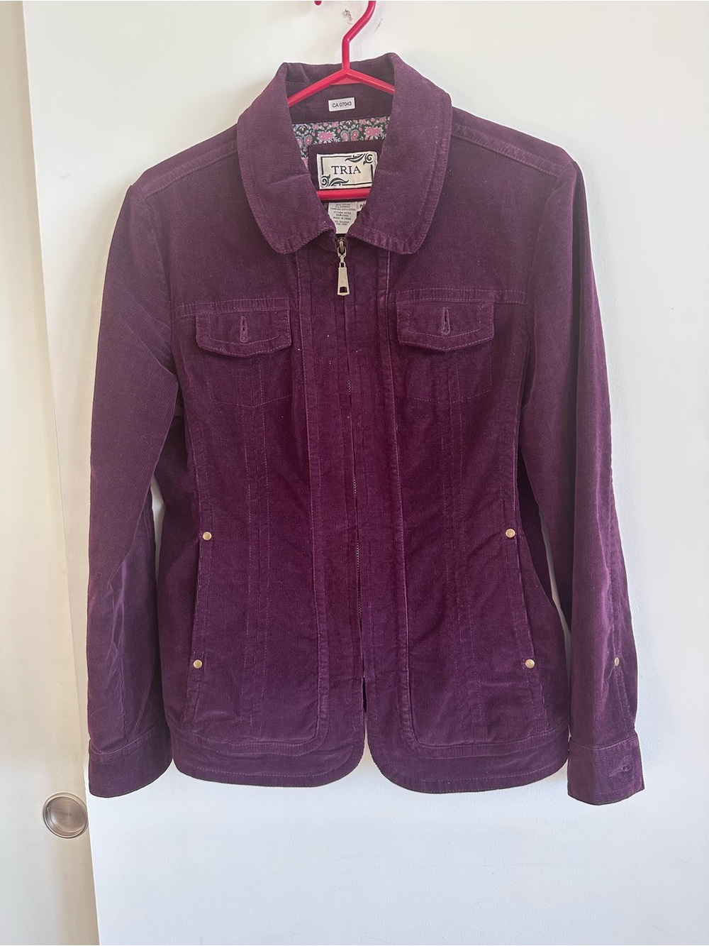 Trina Turk Plum Corduroy Zip-Front Jacket